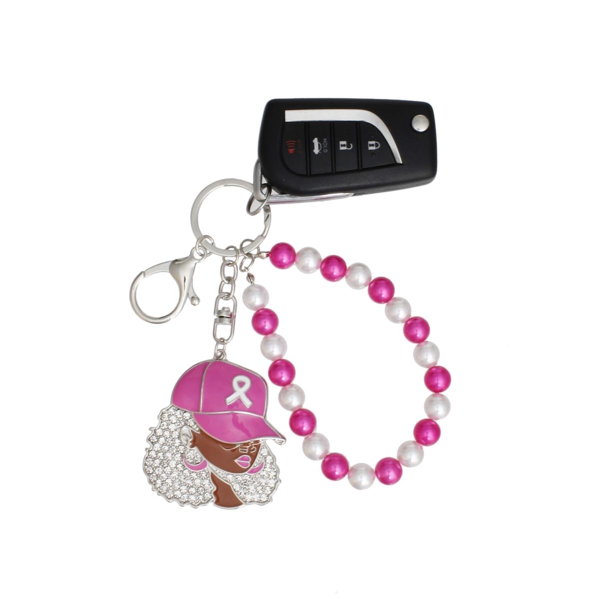Breast Cancer Supportive Sister Silver Keychain