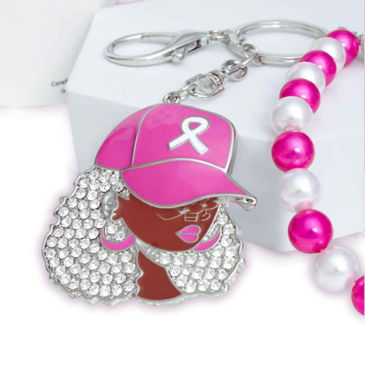 Breast Cancer Supportive Sister Silver Keychain
