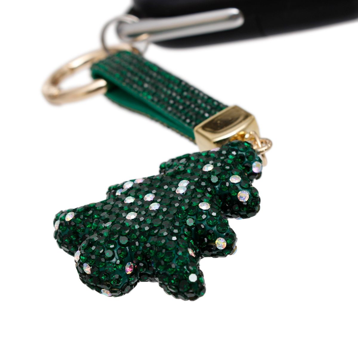 Keychain Green Shimmery Xmas Tree Purse Charm Clip