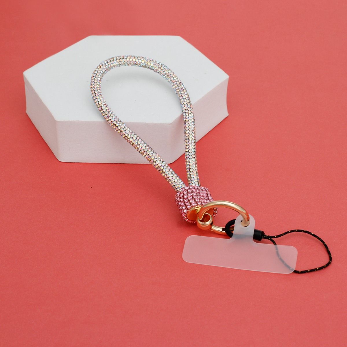 Rhinestone Phone Wrist Strap Pink Bling Accessory
