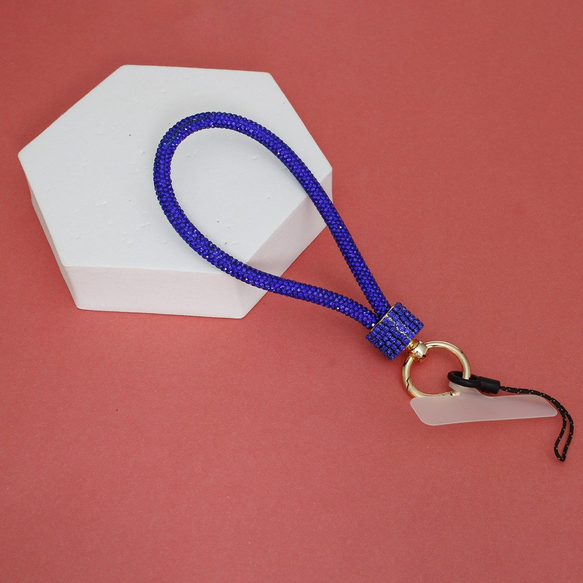 Rhinestone Phone Wrist Strap Blue Bling Accessory