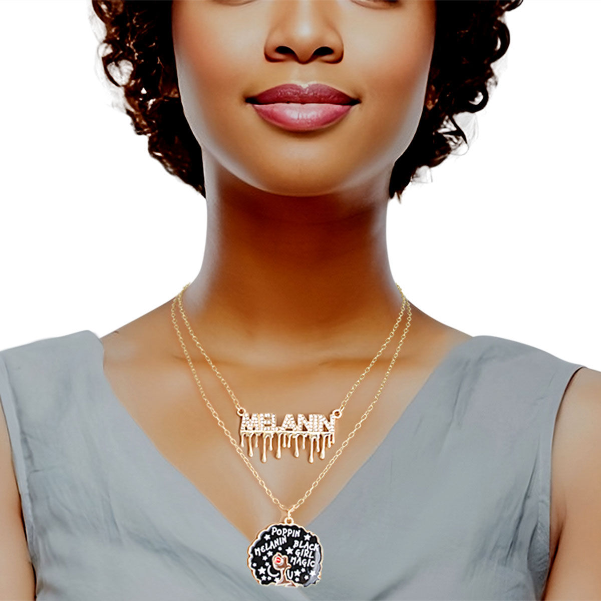 Gold Melanin Afro 2 Pcs Chains