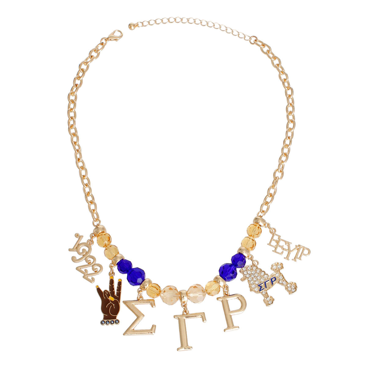 Blue Gold Glass Bead Sigma Necklace SGHRO