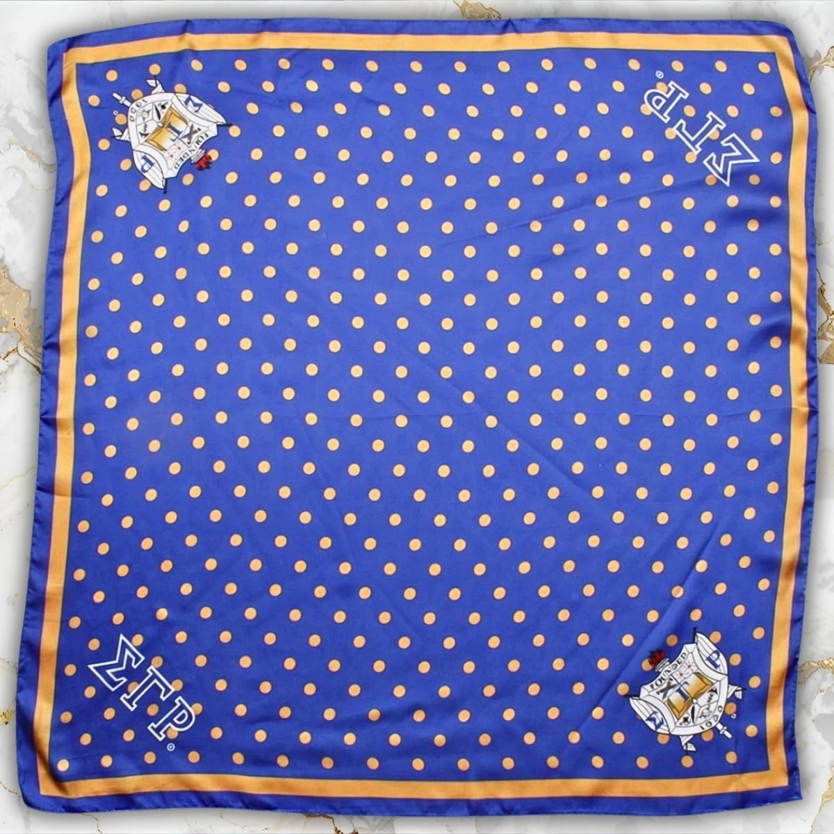 SGRHO Blue Yellow Polka Dot Square Sorority Scarf