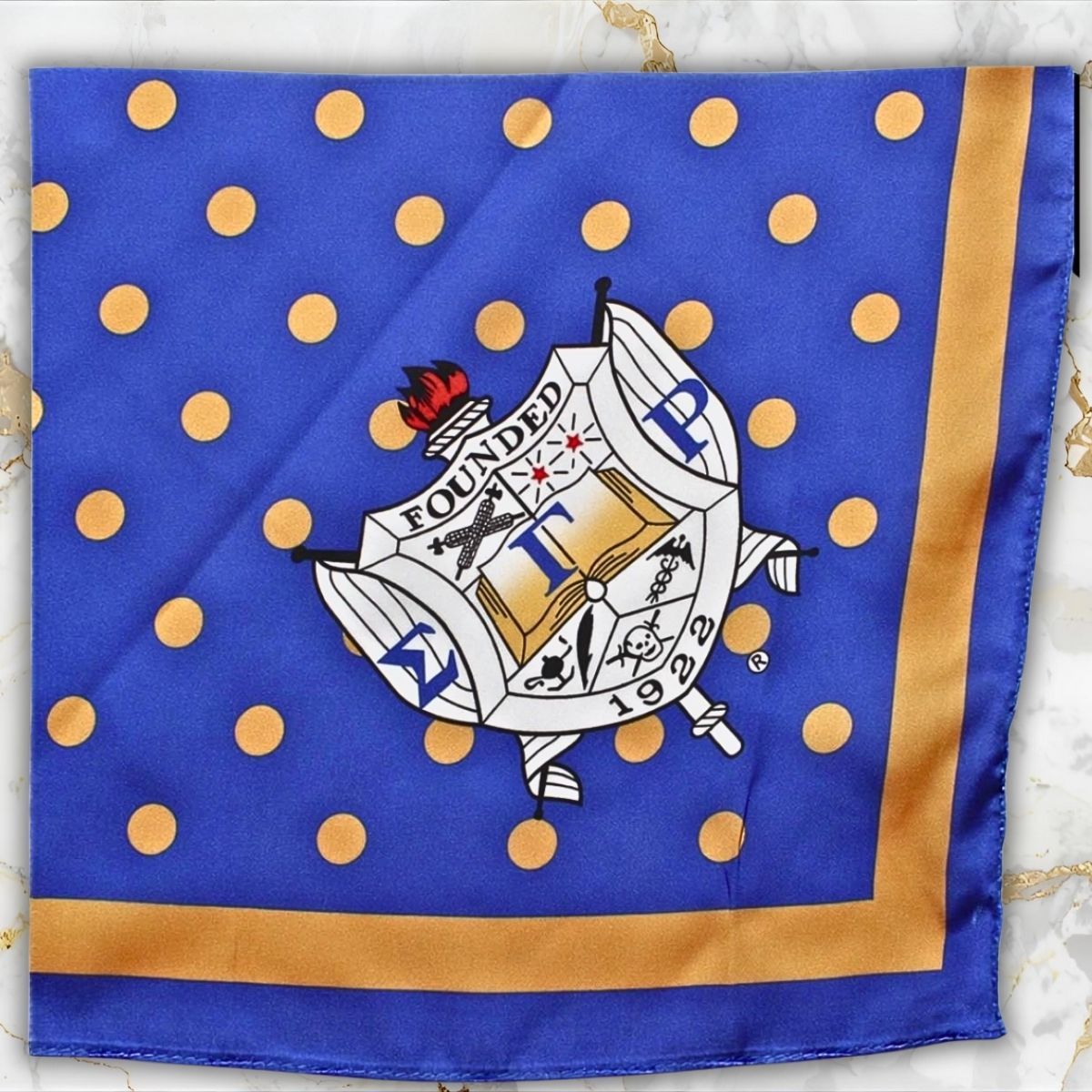 SGRHO Blue Yellow Polka Dot Square Sorority Scarf