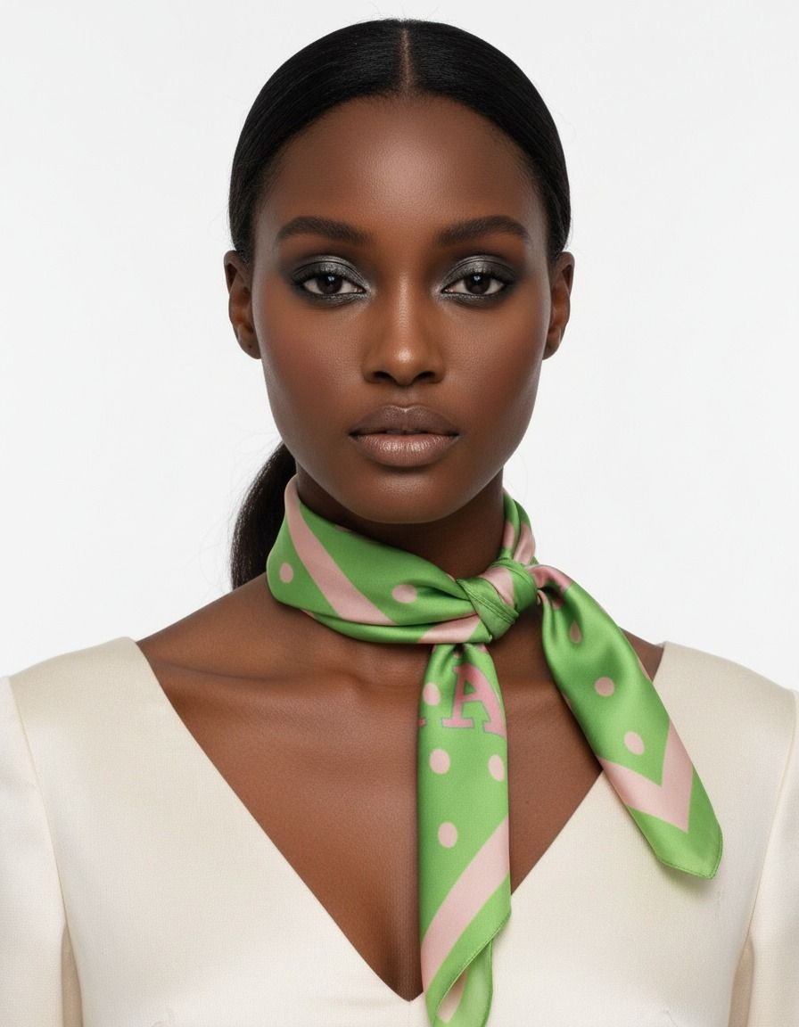 AKA Green Polka Dot Square Sorority Scarf