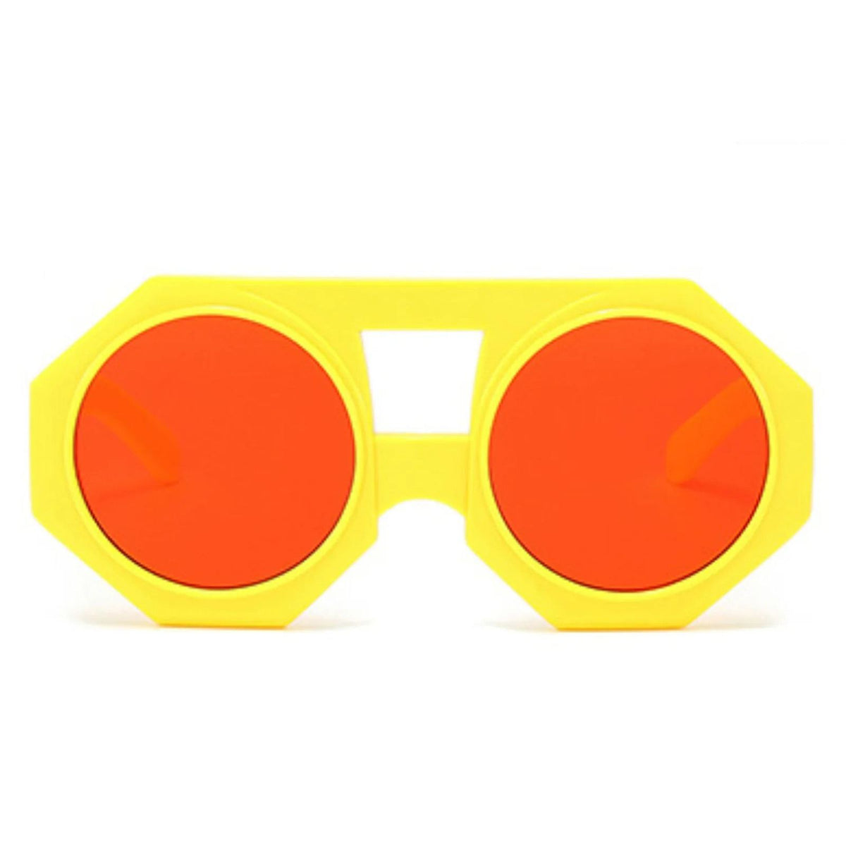 Sunglasses Yellow Geometric Chunky Round for Women