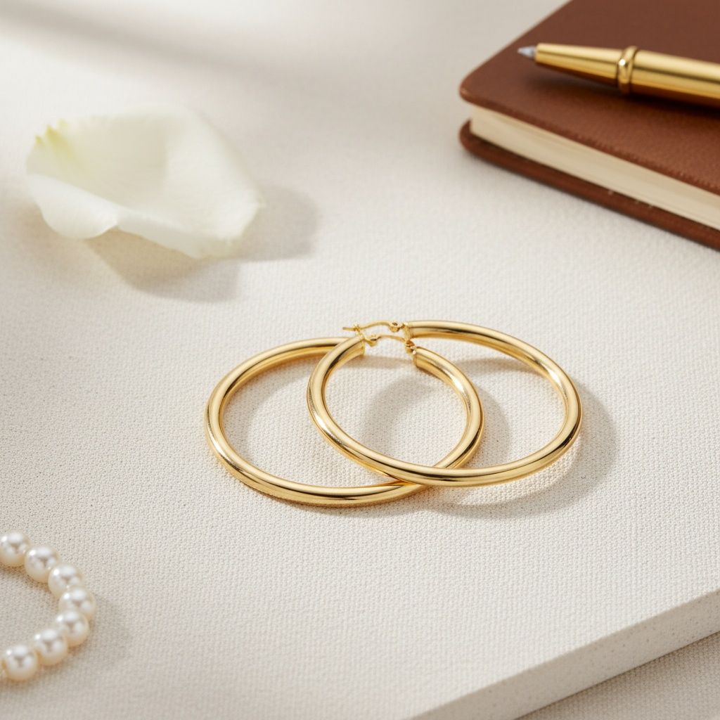 Hoop 18k Gold Steel Hollow 70mm Thick Earrings