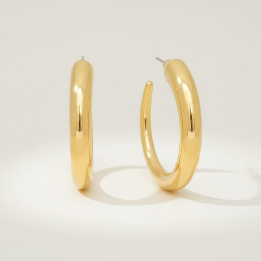 Hoop 18K Gold Steel Graduated Open C Earrings