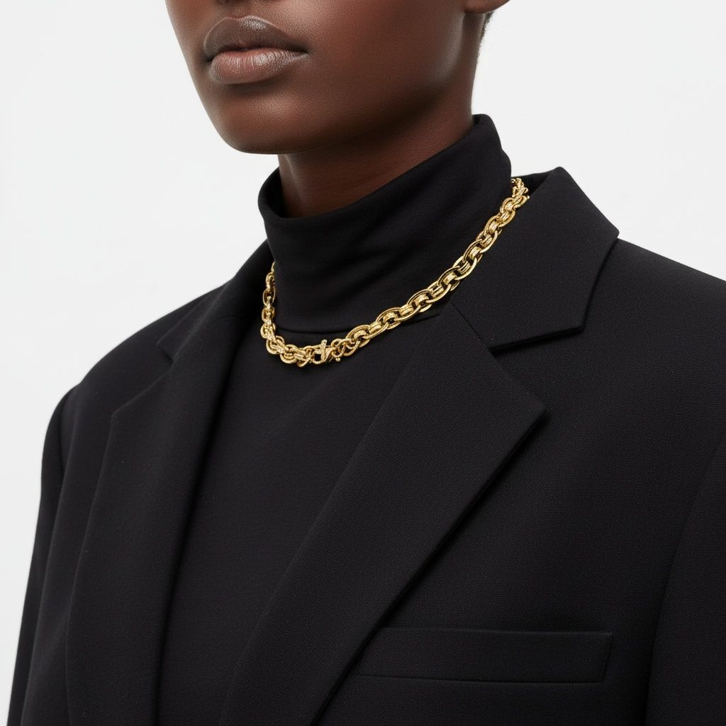 8mm Gold 18K Steel Handmade Chain Necklace