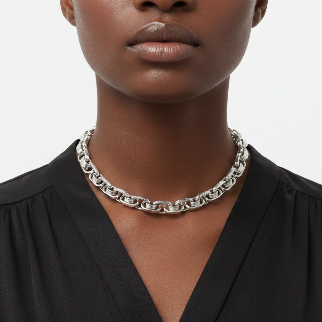 8mm Silver Stainless Steel Handmade Chain Necklace