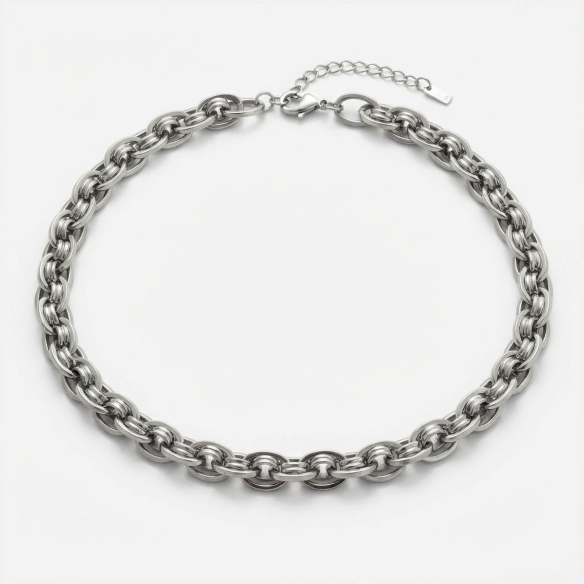 8mm Silver Stainless Steel Handmade Chain Necklace