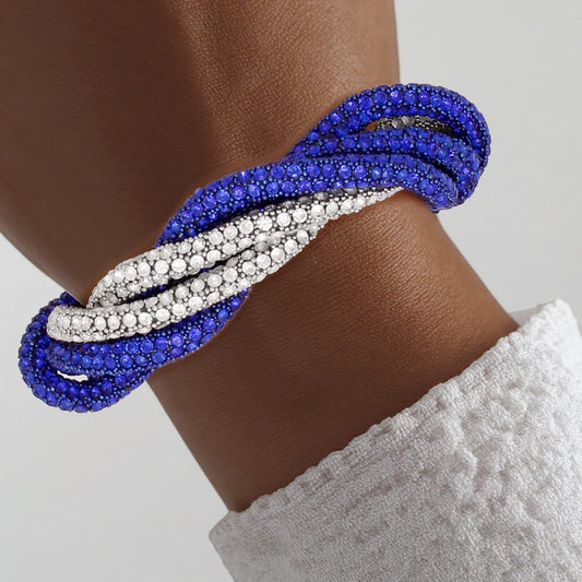 Sorority Vibrant Blue Clear Twisted Tube Bracelet