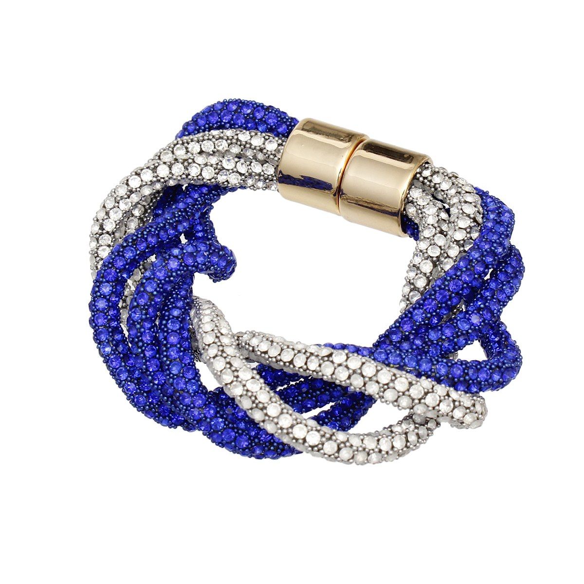 Sorority Vibrant Blue Clear Twisted Tube Bracelet