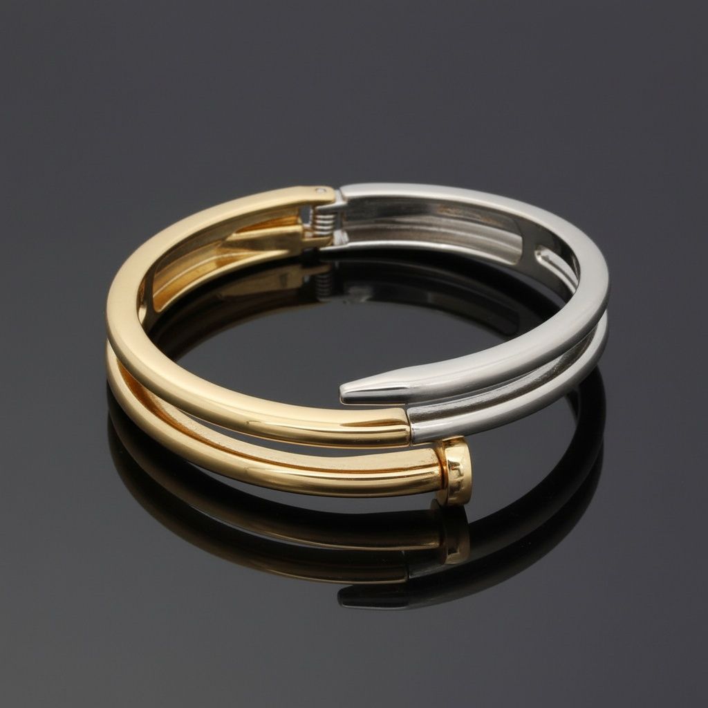 Bangle Mixed Metal Wrapped Nail Hinge Bracelet