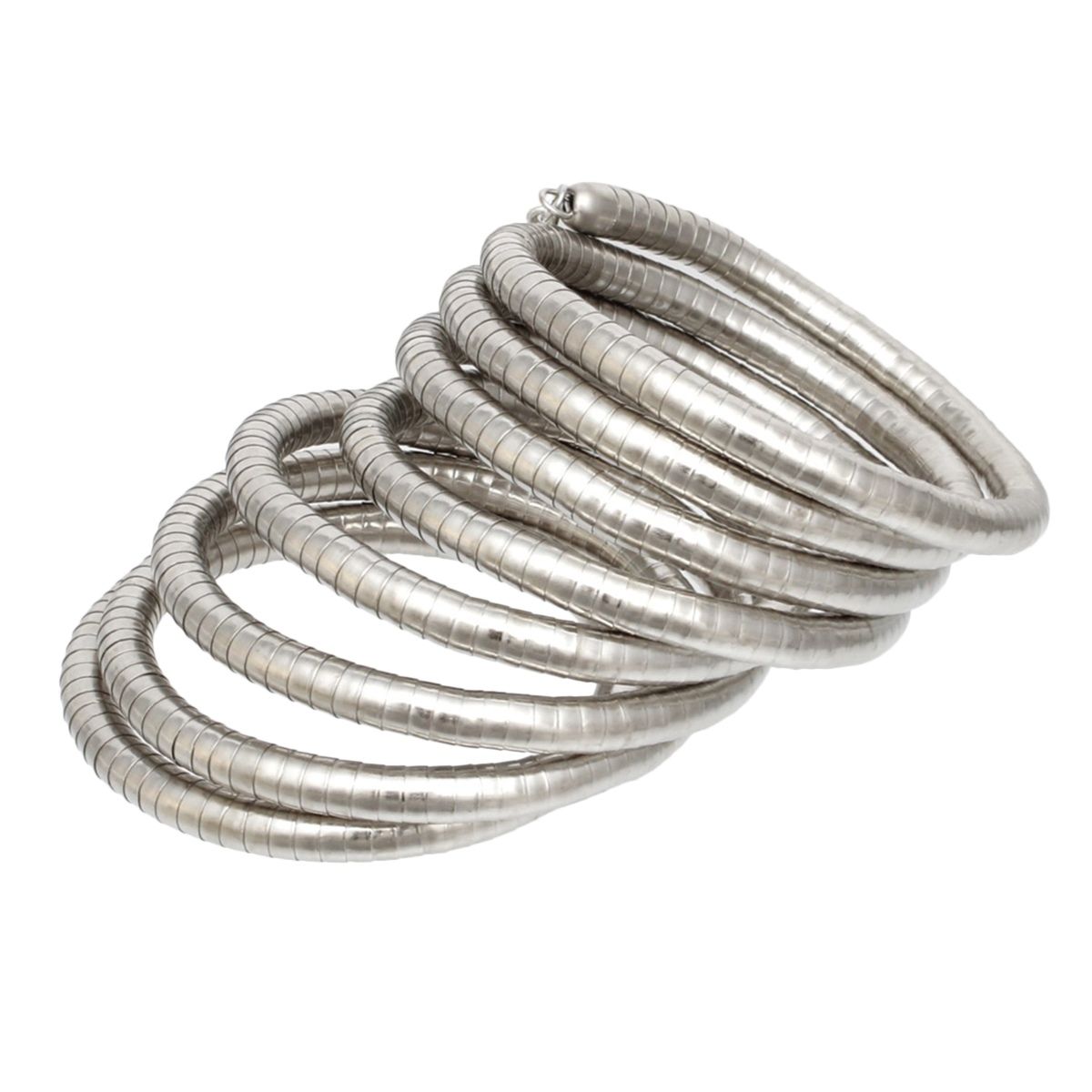 Bangle Silver Tubogas Style Flex Spring Bracelet