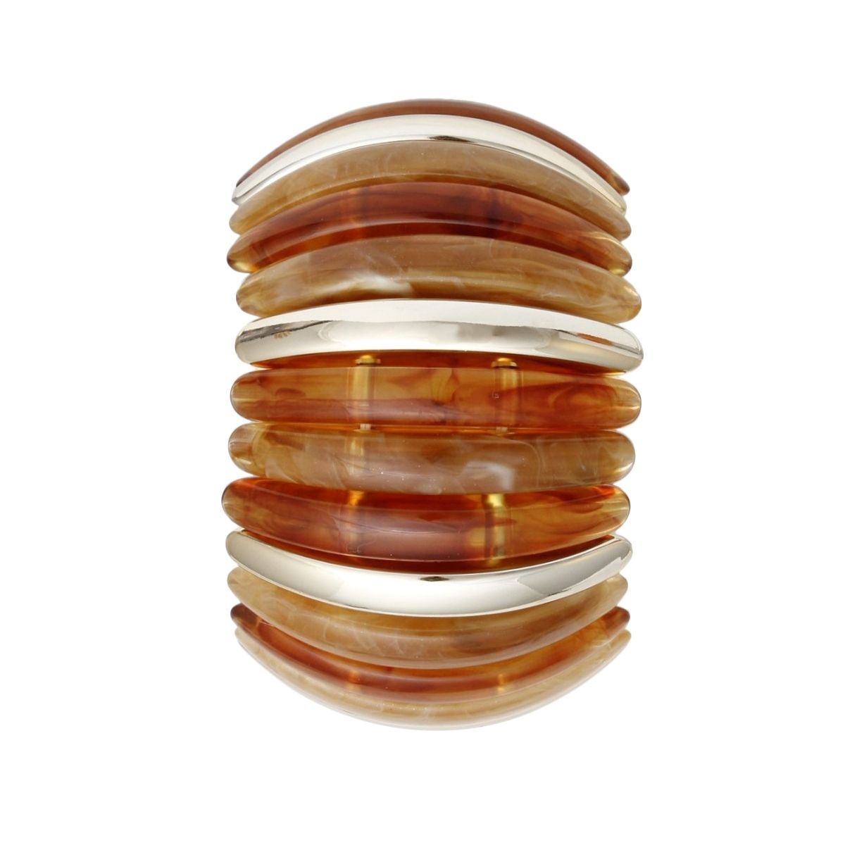 Bangle Marbled Rich Brown Stretch Wide Bracelet