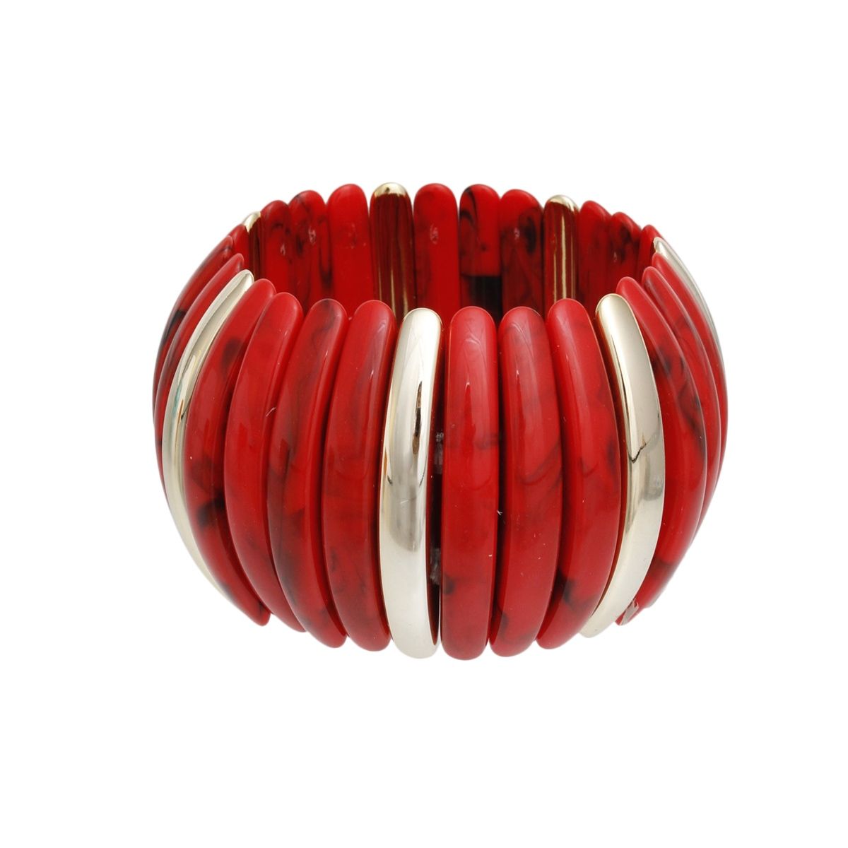 Bangle Marbled Rich Red Stretch Wide Bracelet