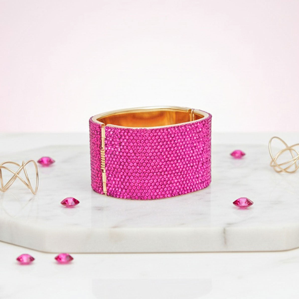 Cuff Confident Glamor Fuchsia Pave Finish Bracelet