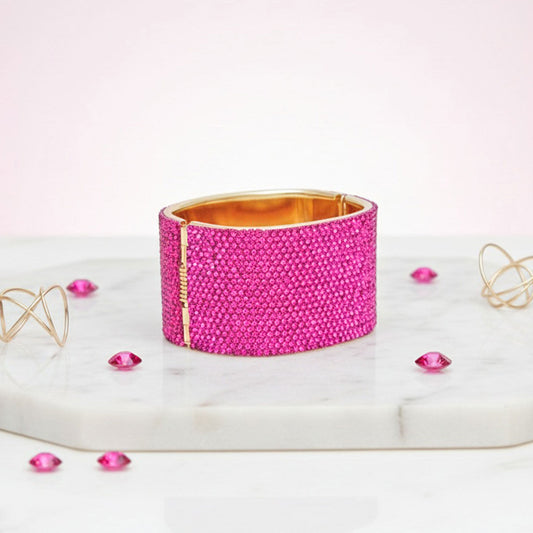Cuff Confident Glamor Fuchsia Pave Finish Bracelet