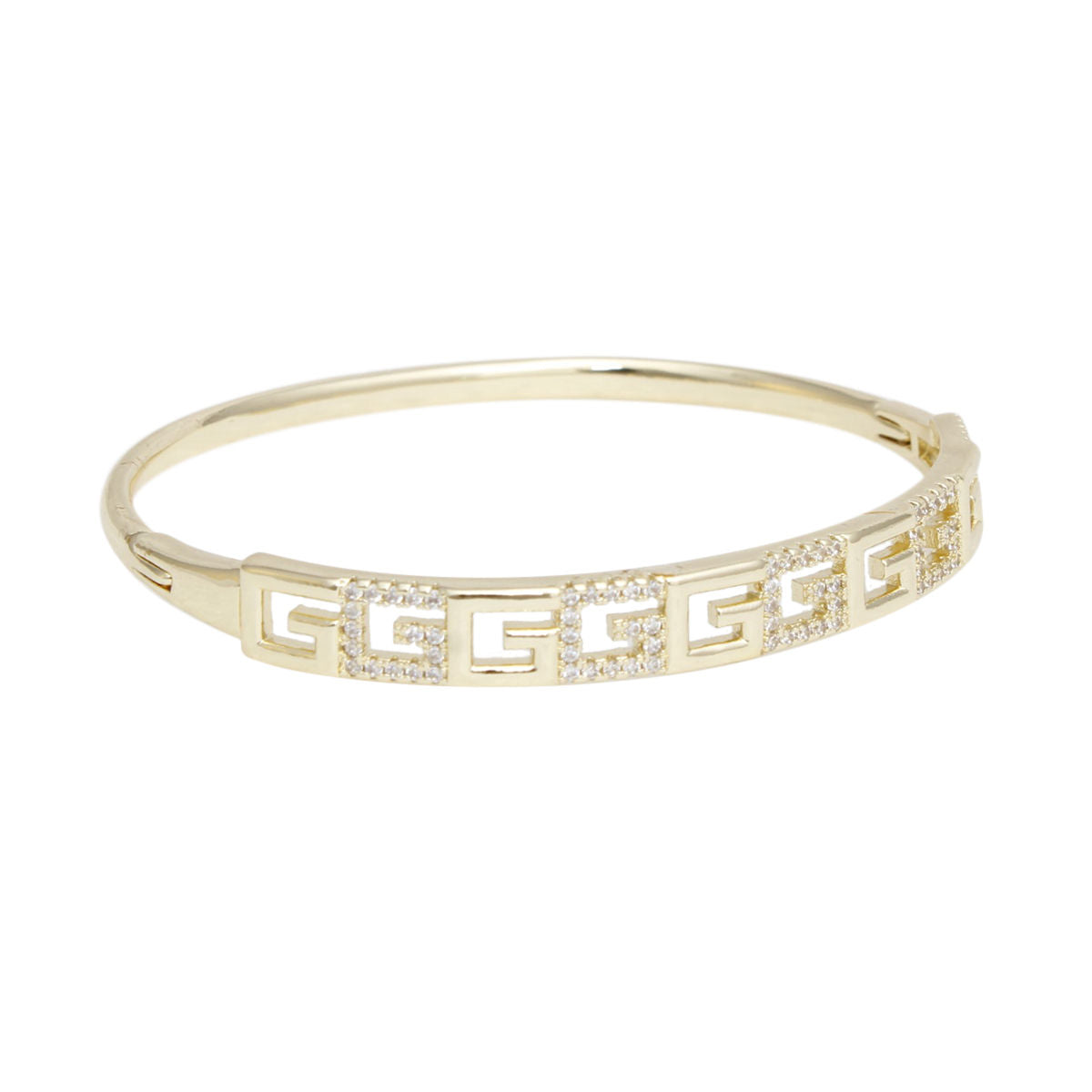 Bangle Sleek Classic Greek G Pave Gold Bracelet