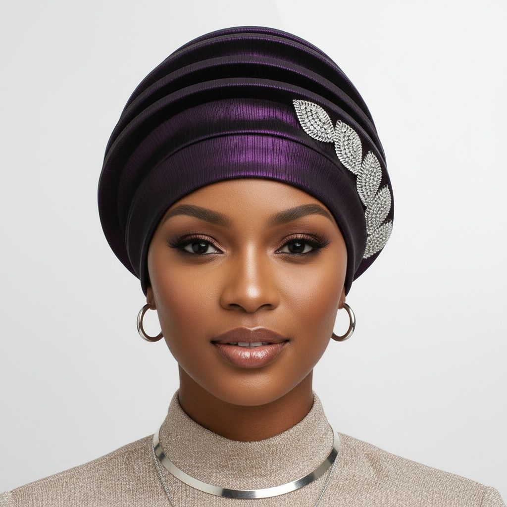 Fascinator Formal Purple Dazzling Structured Turban