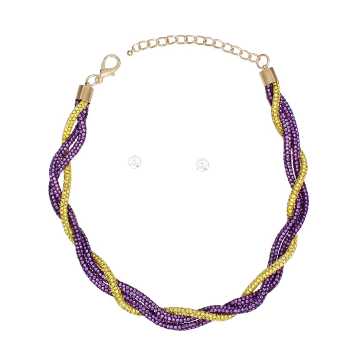 Omega Psi Vibrant Purple Gold Twisted Tube Necklace