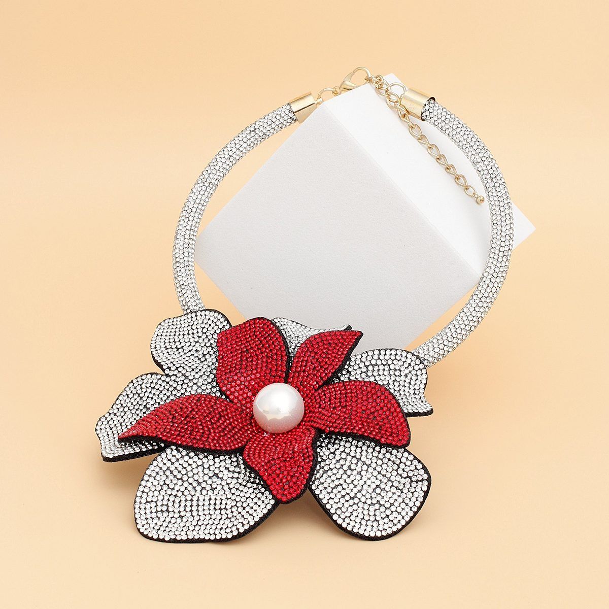 DST Handcrafted Brilliance Flower Choker Necklace