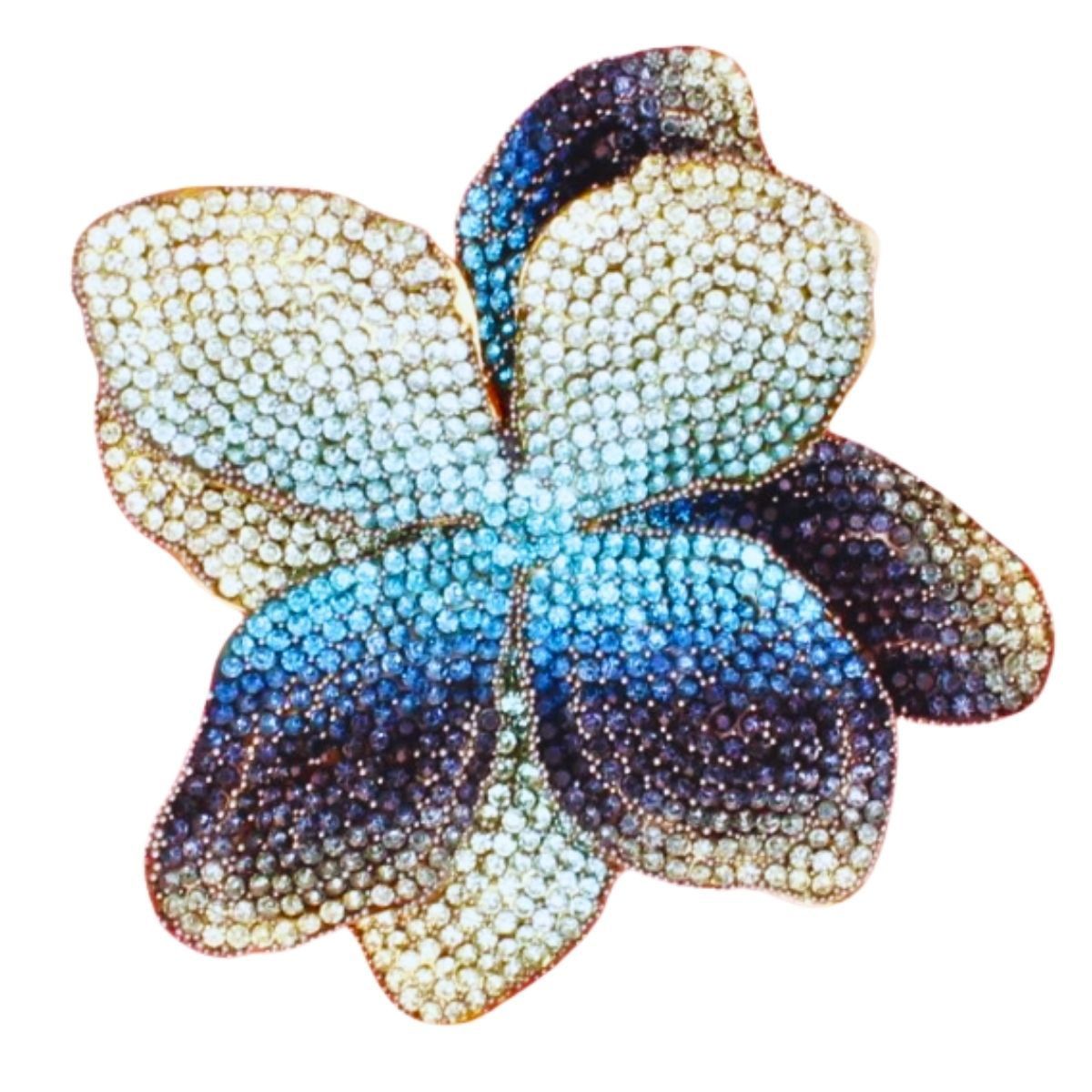 Brooch Handcrafted Brilliant Blue Flower Pin Clip