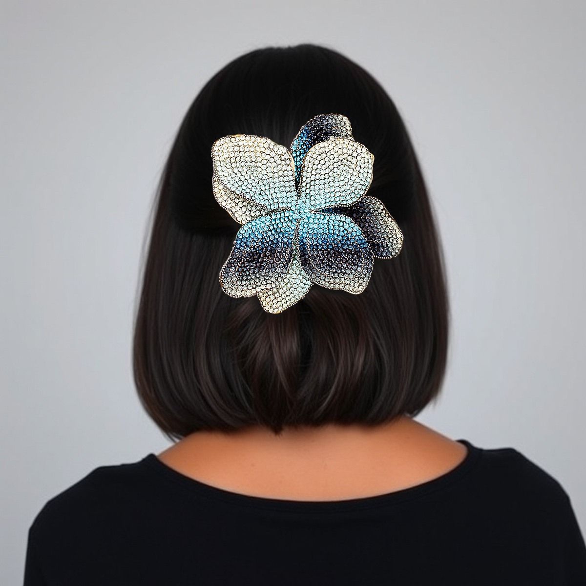 Brooch Handcrafted Brilliant Blue Flower Pin Clip