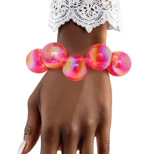Bracelet Fuchsia Iridescent Bubble Ball Bead