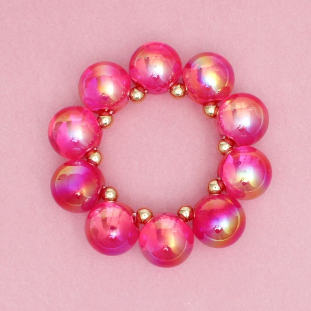 Bracelet Fuchsia Iridescent Bubble Ball Bead
