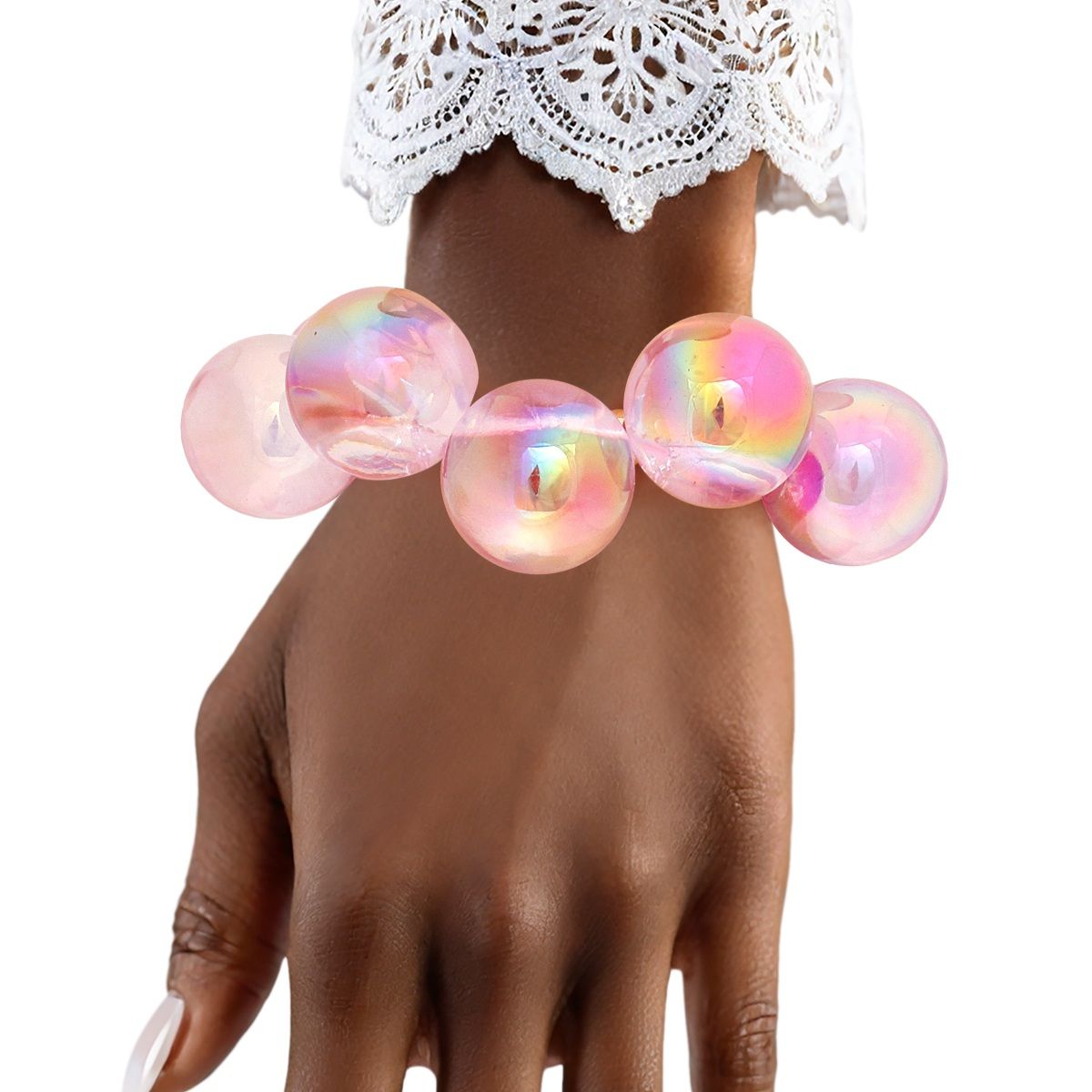 Bracelet Purple Iridescent Bubble Ball Bead