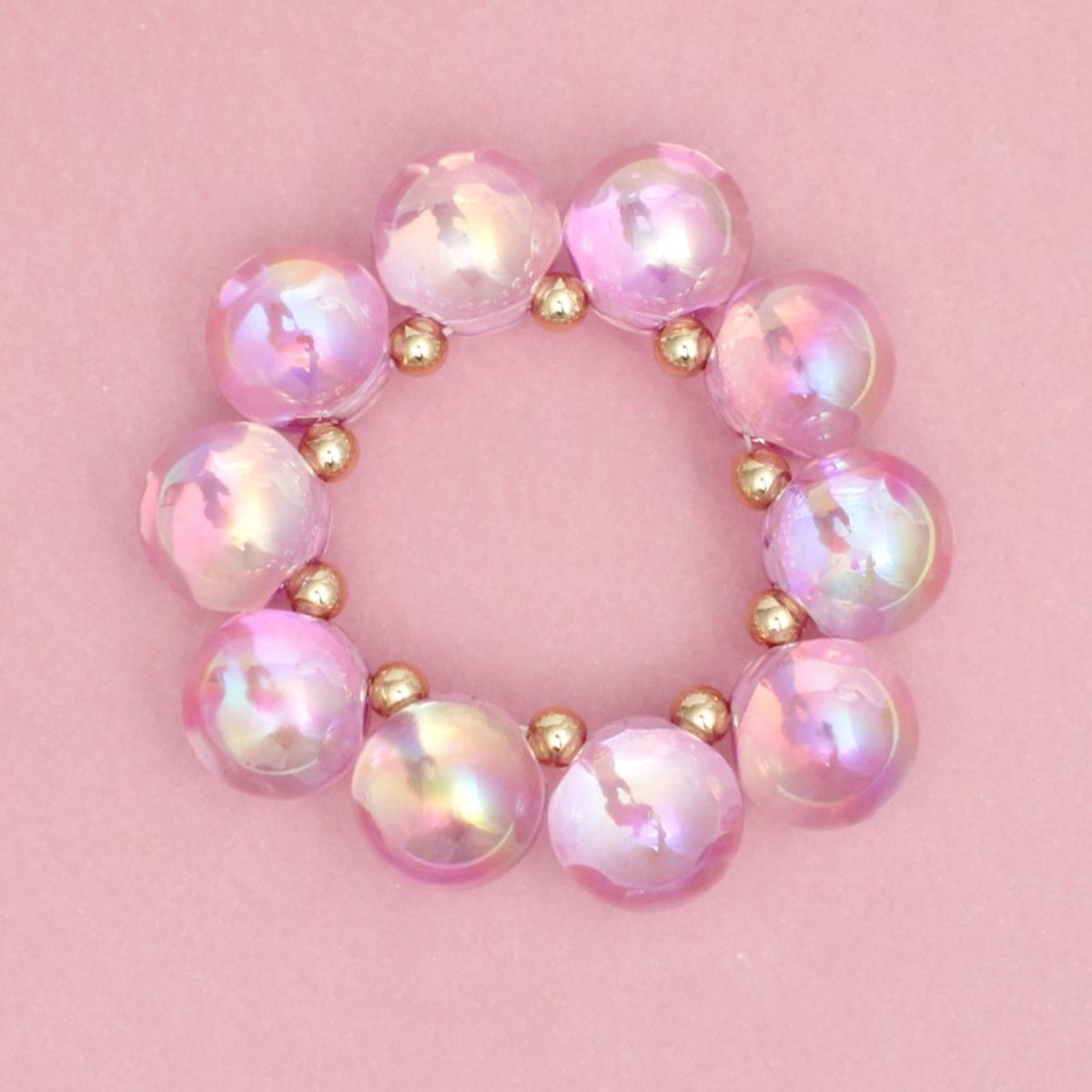 Bracelet Purple Iridescent Bubble Ball Bead