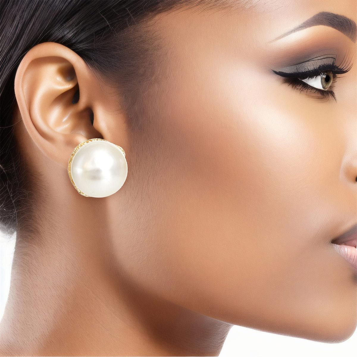 Clip On Cream Bubblegum Pearl Earrings for Women