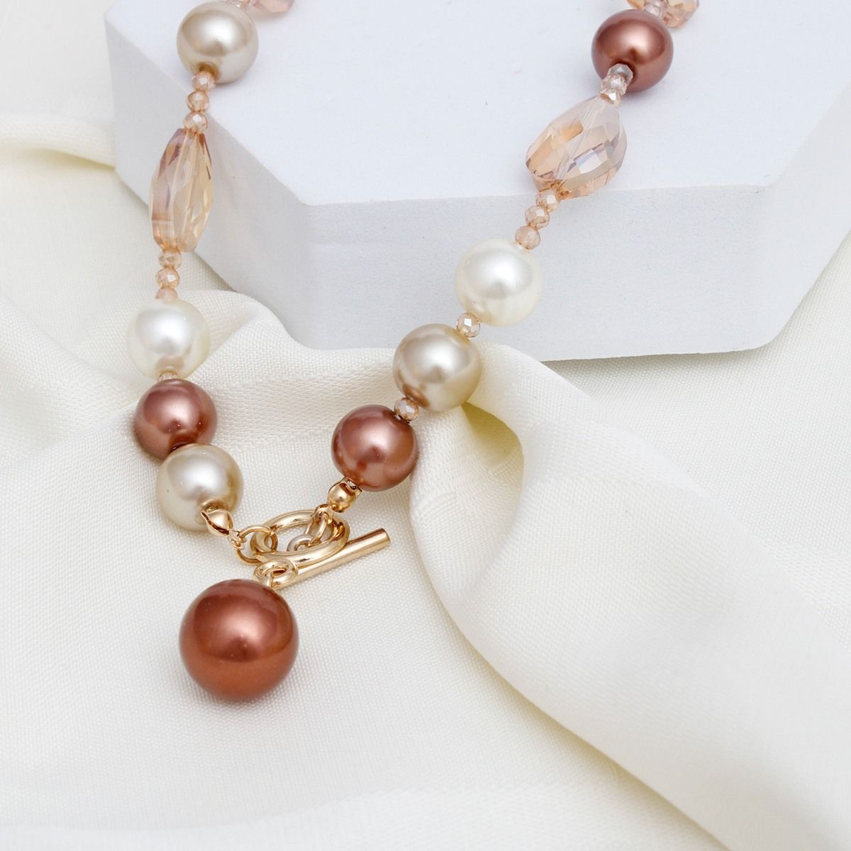 Toggle Shades of Brown Pearl Necklace for Women