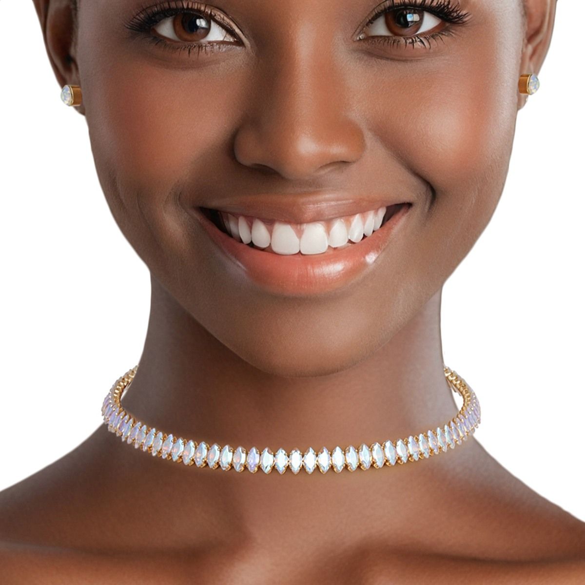 Choker Gold Memory Wire Aurbo Marquise Necklace
