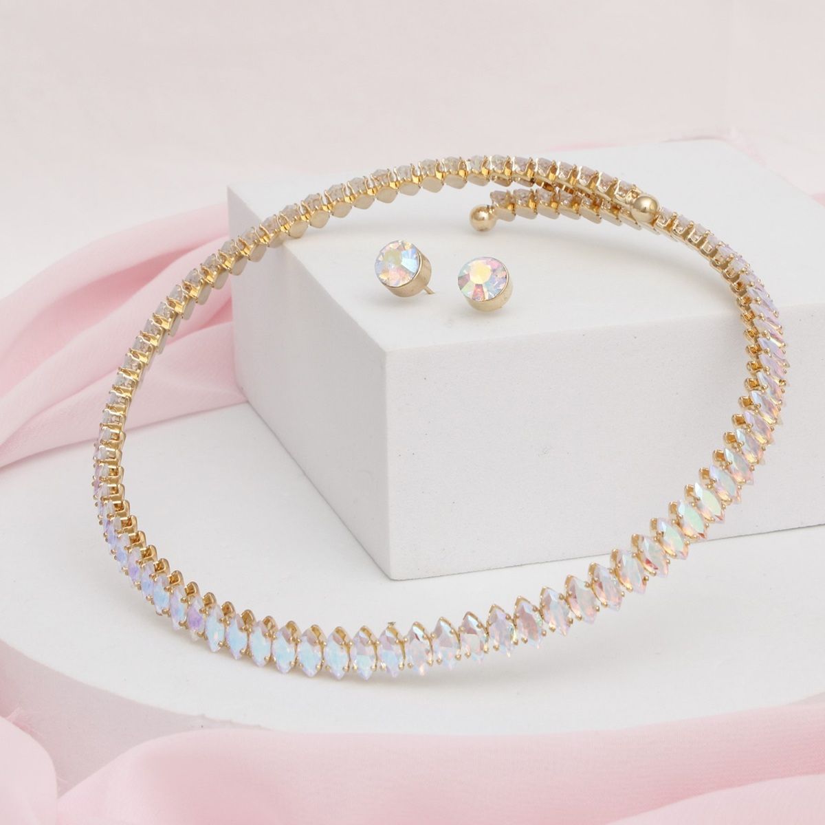 Choker Gold Memory Wire Aurbo Marquise Necklace