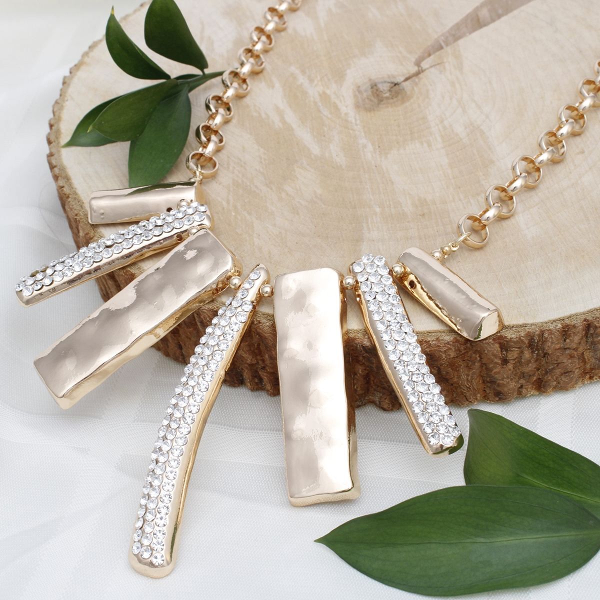 Bib Gold Sculptural Silhouette Glam Bar Necklace