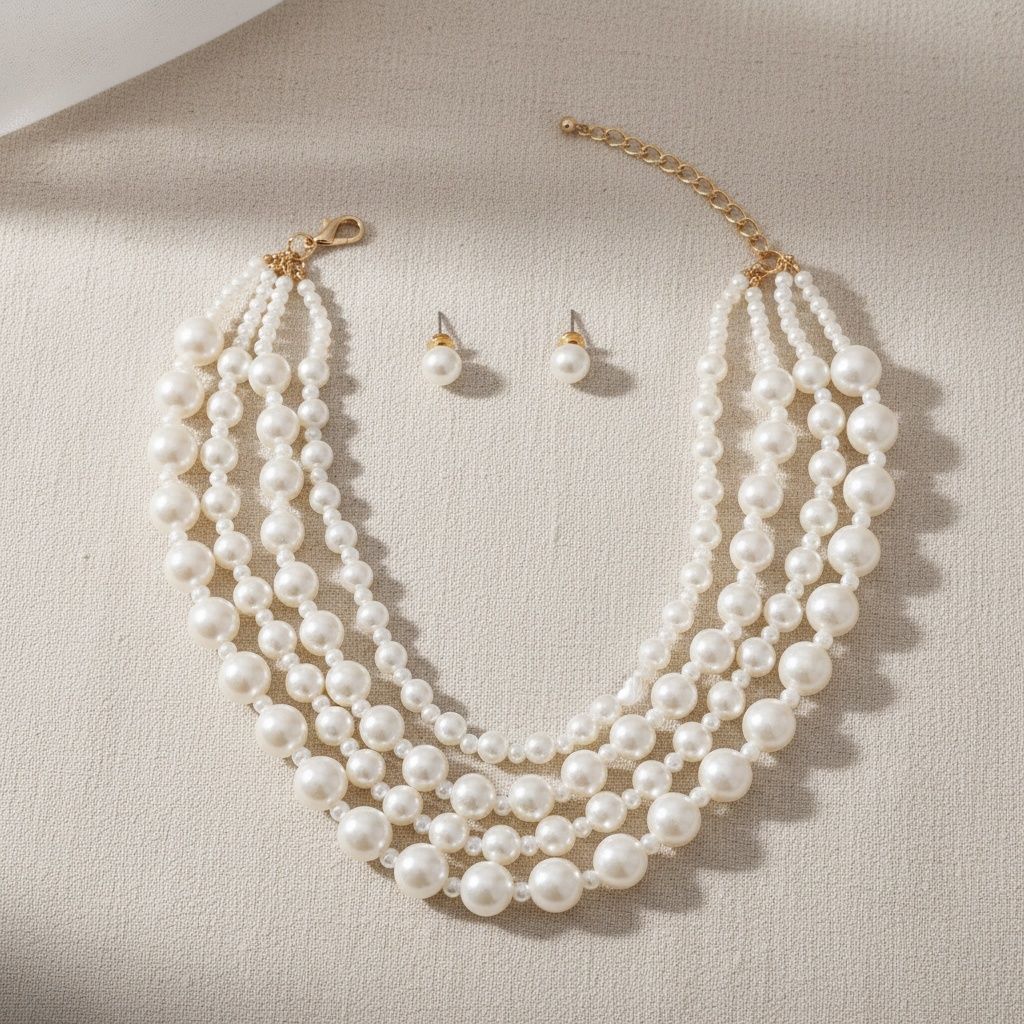 Cream Pearl Sophisticated 4 Layer Classic Necklace