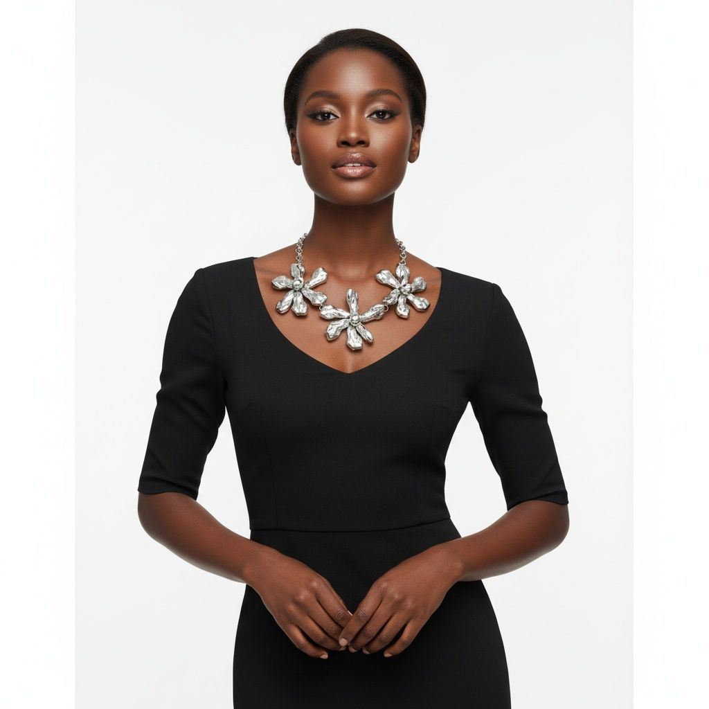 Bib Silver Chunky Floral Organic Petal Necklace