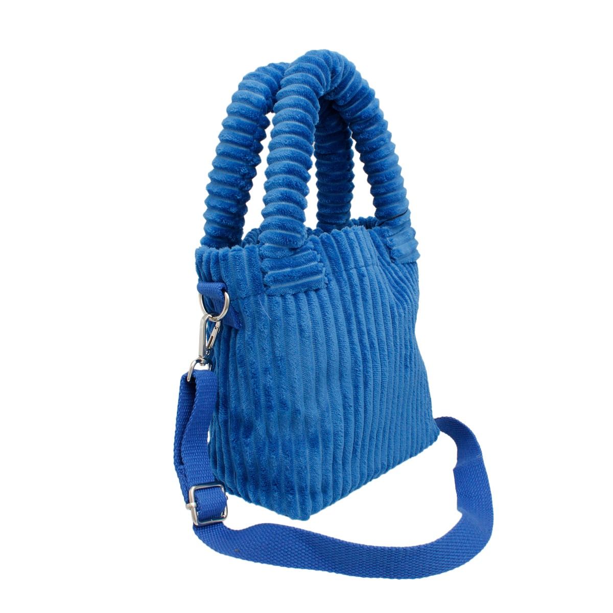 ZPB & SGRHO Blue Corduroy Small Tote Handbag