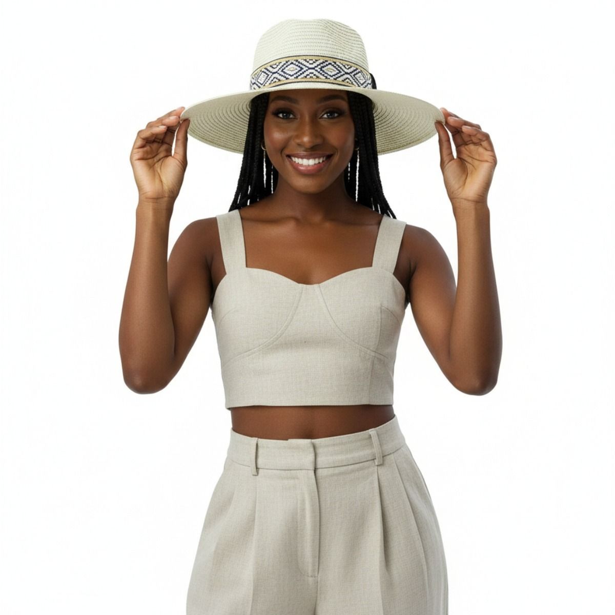 Ivory Straw Panama Fedora