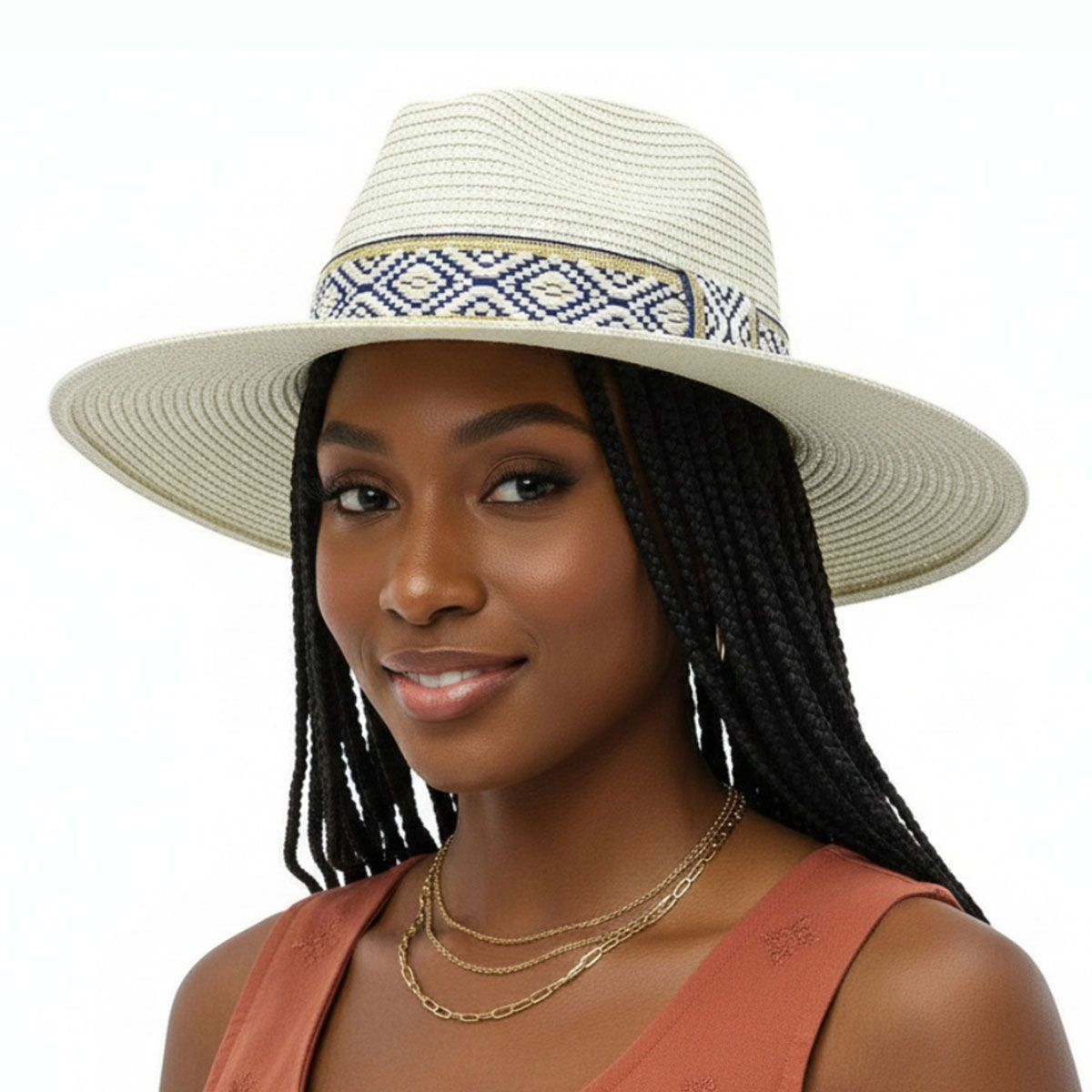 Ivory Straw Panama Fedora