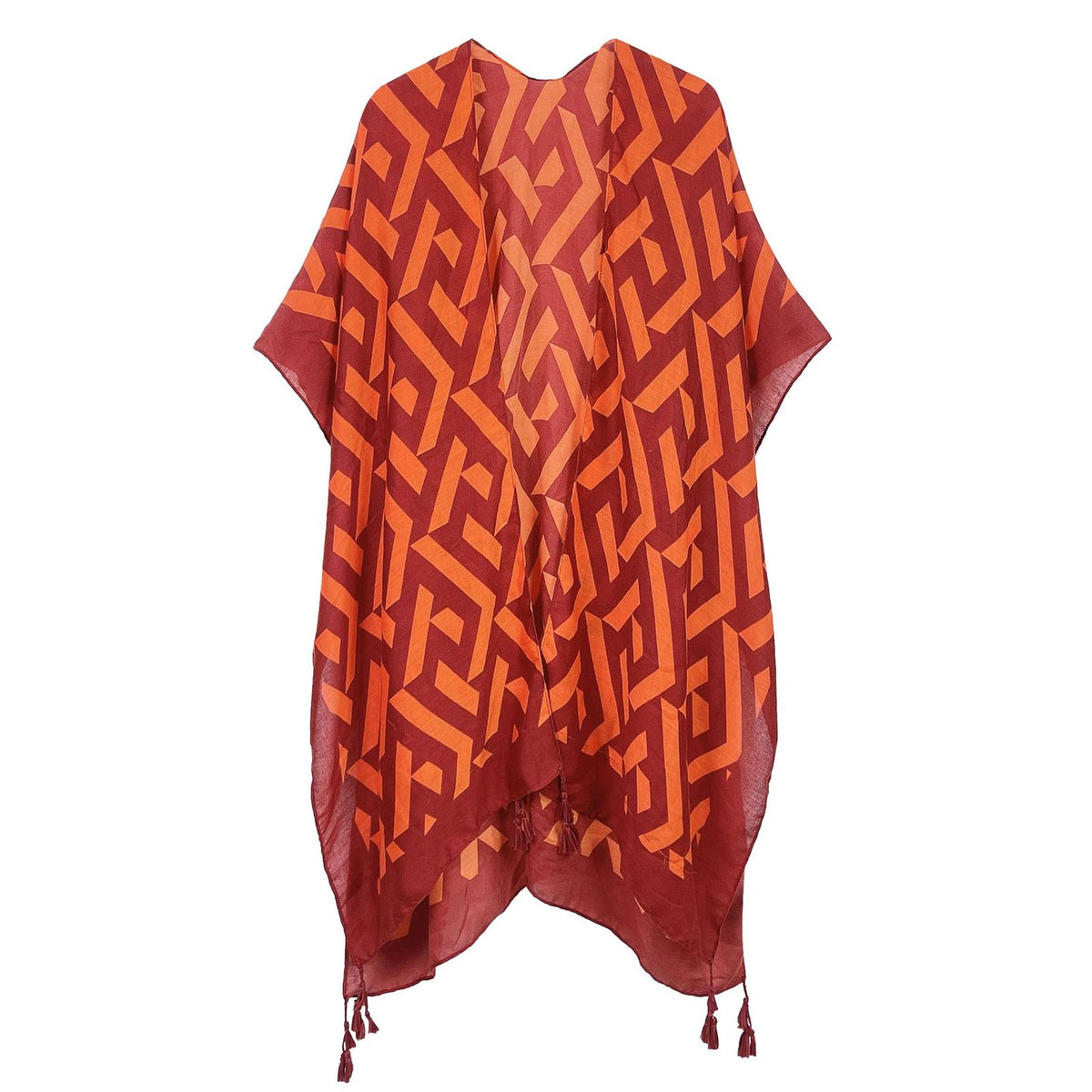 Kimono Geo Print Orange and Rust for Women