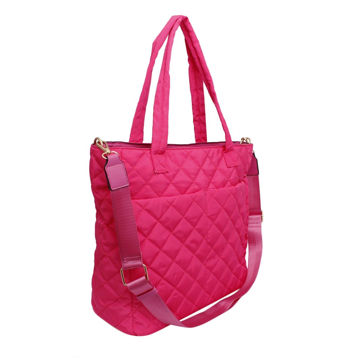 Tote Bag Fuchsia Quilted Large Pocket Travel Purse