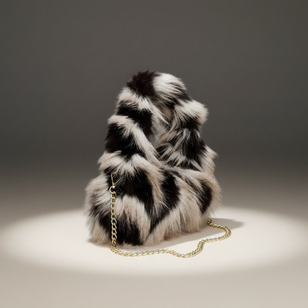 Shoulder Bag Cream and Black Fur Street Chic Purse