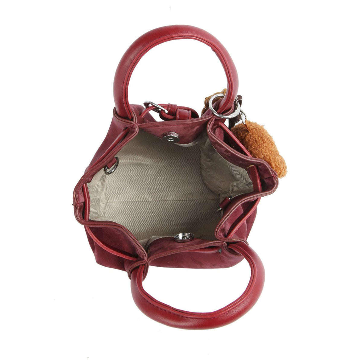 Top Handle Bag Burgundy Suede Dog Charm Purse