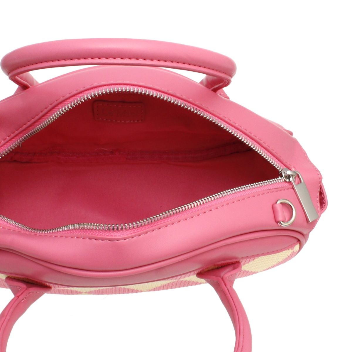 Top Handle Pink Harlequin Detail Oval Handbag Set