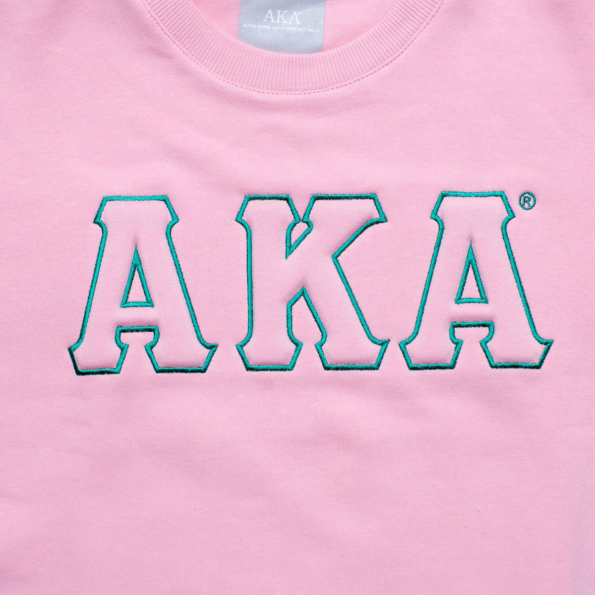 AKA Greek Gear L Pink Embroidered Crew Sweatshirt